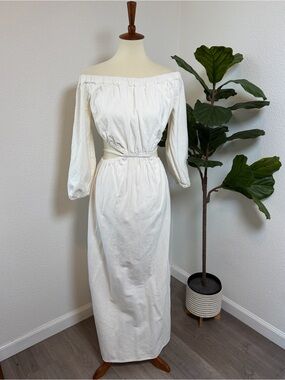 Avenue AUS Linen Cotton Off-Shoulder Midi Dress